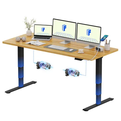 Produktbild von FLEXISPOT E5 Plus Höhenverstellbarer Schreibtisch 180x80cm, Doppelmotor, 25MM EINTEILIGE TISCHPLATTE, USB-Anschluss, 120KG Tragkraft, Ahorn
