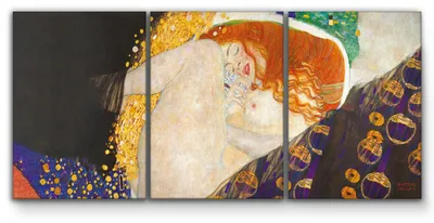Image de Giallobus - Danae - Gustav Klimt - 218x100cm | 3pz. x 70x100cm - Tableau - Toile