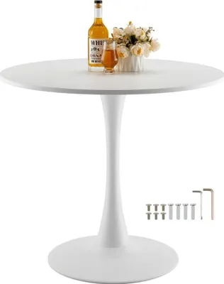 Immagine prodotto di "Tavolo da pranzo rotondo da 80 cm in bianco - tavolo da cucina in legno, solo tavolo"
