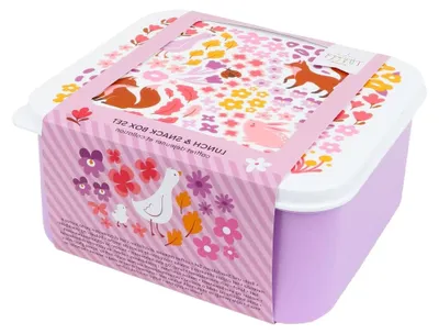 Produktbild von Lunch- und Snackbox-Set, 4-teilig, für unterwegs, stapelbar, verschiedene Größen (Blumengarten)