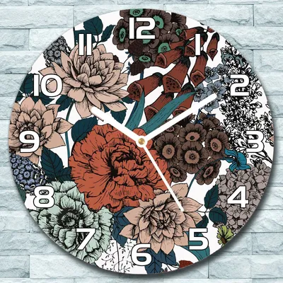 Produktbild von Wanduhr aus Glas Rund fi 30 Vintage Rosen Garten Quarz Deko Schlafzimmer Büro