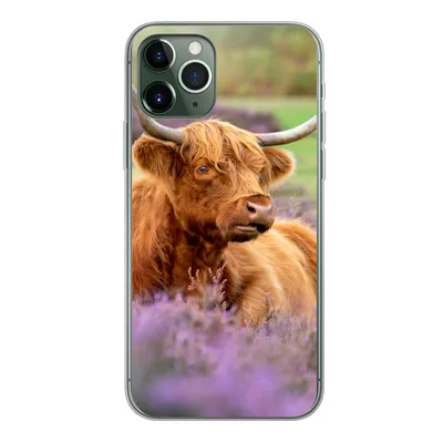 Produktbild von MuchoWow® Handyhülle Schutzhülle Hülle für iPhone 11 Pro Schottischer Highlander - Braun - Büsche Silikon Softcase Handy Hülle - Handy