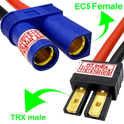 Produktbild von Hochstrom Adapter EC5 Female auf TRX Plug 12AWG Kabel für LiPo Akku RC