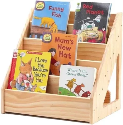 Produktbild von Kinder-Bücherregal - Buchaufbewahrung Für Kinder - Mit 5 Ebenen - Holz - Zum Selbstaufbau - Minimalistisch Modern - Naturholz