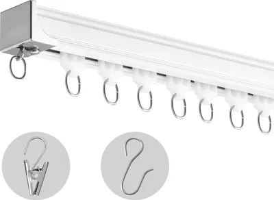 Zdjęcie produktu dla Zestaw karniszy sufitowych SucceBuy, 8,9 ft/2,7 m, system przesuwny do zasłon, montaż sufitowy/ścienny do salonu/sypialni, z haczykami i mocowaniami, biały