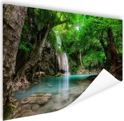 Produktbild von MuchoWow® Poster Dschungel - Wasserfall - Pflanzen - Wasser - Natur 60x40 cm - Schlafzimmerdekoration