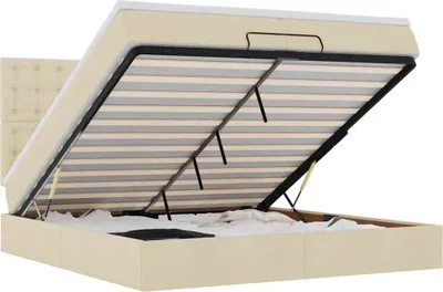 Obrázok produktu pre vidaXL Osmanská posteľ s matracmi a LED diódami krémová 200x200 cm látka