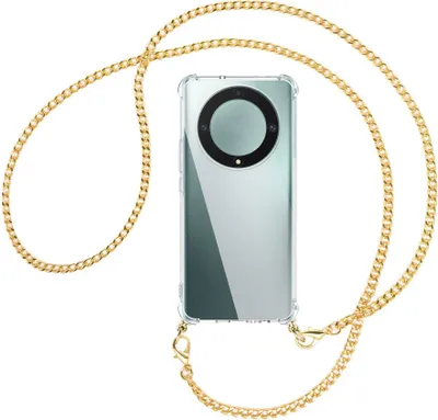 Produktbild von Handykette Backcover-Schutzhülle mit Band (Metall goldfarben) für Honor Magic 5 Lite / X9a (6.67'') - goldfarbene Kette