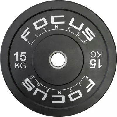 Produktbild von Olympische Hantelscheibe 50 mm - Focus Fitness Bumper Platte - 15 kg - Schwarz