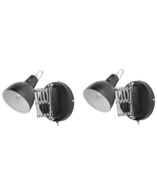 Obrázek produktu pro BELIANI Sada 2 nástěnných lamp černé kovové svítidlo Nastavitelné otočné rameno Industriální