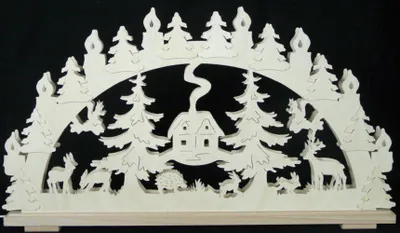 Produktbild von Schwibbogen mit Waldtieren Haus und Beleuchtung BxHxT 70x36x7cm NEU