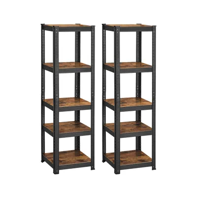 Produktbild von Famanu Aufbewahrungsschrank industriell - 150 x 37 x 37 cm - Set von 2 - Metall - 80 kg Tragkraft - Verstellbar