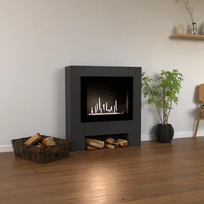 Produktbild von GLOW FIRE Ethanol Kamin 'Harstad RW' | Ethanolofen in Grau mit 3 Std. Brenndauer und 2 KW Heizleistung | BxHxT: 114,2x95,8x29,8 cm