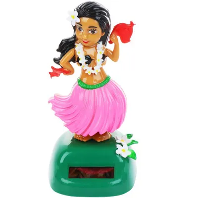 A solar-powered dancing Hawaiian hula girl figurine.