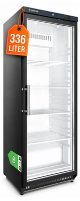 Produktbild von GastroHero Lagerkühlschrank ECO 400 Glastür Schwarz 336 Liter LED Beleuchtung Umluftkühlung 2 bis +8 °C Gewerbekühlschrank