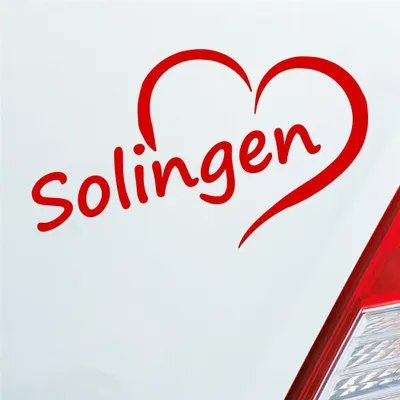 Produktbild von Auto Aufkleber Solingen Herz Stadt City Love Liebe Heimat 14x8 cm Rot Sticker Heckscheibenaufkleber