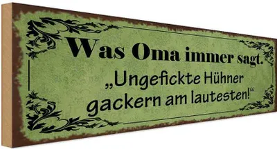 Produktbild von vianmo Holzschild 10x27 cm Ungefickte Hühner gackern am Spruch Zitat