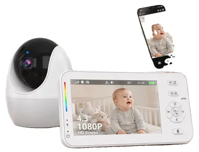 Zdjęcie produktu dla Monitory niemowląt, 1080P HD, bezprzewodowa komunikacja, z kablem Type-C