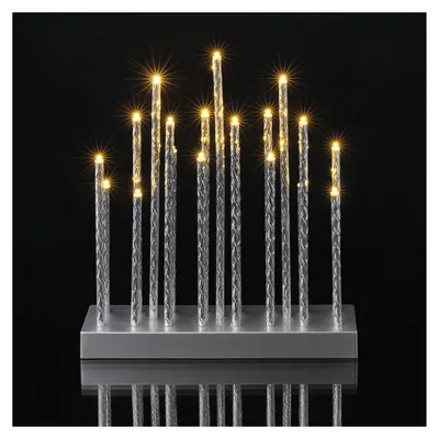 Produktbild von EMOS LED-Kerzenständer mit 19 Kerzen, silberner Glanzeffekt, batteriebetrieben (3 Batterien erforderlich)