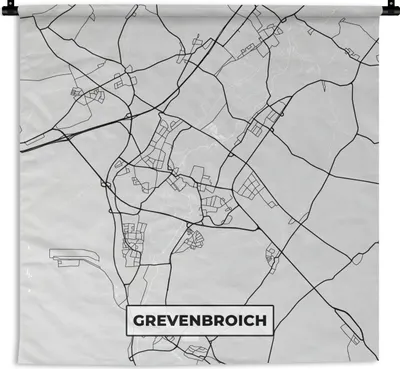 Produktbild von MuchoWow® Wandteppich Wandbehang Karte - Grevenbroich - Stadtplan - Deutschland - Karte 150x150 cm Tapisserie Dekoration Wandtuch - Wohnaccessoires - Modernes