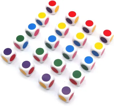 Imagen del producto de Dados de 6 caras, 20 unidades, 16 mm, con puntos de colores, para juegos educativos