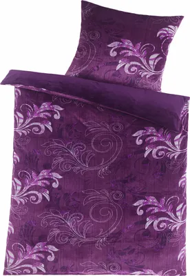 A purple duvet cover and pillowcase set with a floral paisley pattern.