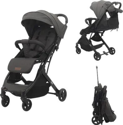 Produktbild von Novi Travel Go Buggy – ab ca. 6 Monate bis 22 kg – kompakt faltbar – Trolley-Funktion – Einhandsteuerung – 5-Punkt-Gurt – verstellbar – Black Melange