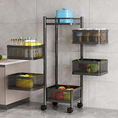 Produktbild von Metallischer 4-Ebenen-Regalwagen mit Rädern für Küche, Bad und Büro