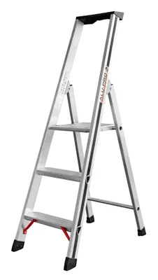 Produktbild von Hymer Alu Pro Stufenstehleiter, 3 Stufen, senkrechte Höhe 1,25 m, Reichhöhe 2,65 m, Gewicht 3,78 kg