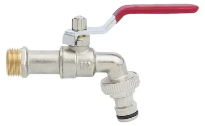 Produktbild von INF Messing-Gartenauslauf 1/2x3/4 Silber-Blau - Hochdurchsatz frostbeständiger Außenhahn, 190g Rot