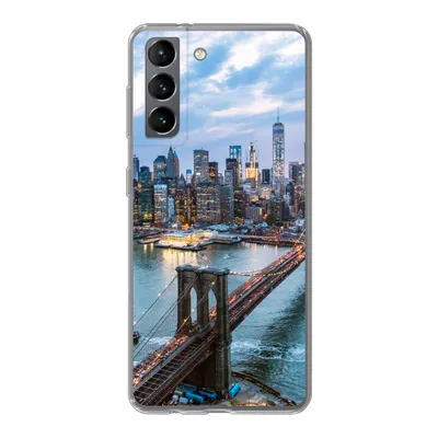 Produktbild von MuchoWow® Handyhülle Schutzhülle Hülle für Samsung Galaxy S21 New York - Skyline - Brücke Silikon Softcase Handy Hülle - Softcase