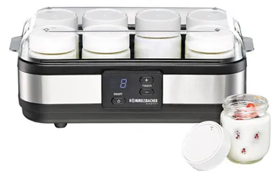 Productafbeelding van Yoghurtmaker JG 40, geschikt voor maximaal 1200 gram natuurlijke yoghurt, met 8 portieglaasjes, een timer van 18 uur en automatische uitschakeling