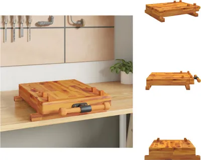 Zdjęcie produktu dla vidaXL Stół warsztatowy z imadłem 52x44x9,5 cm lite drewno akacjowe - Stoły warsztatowe