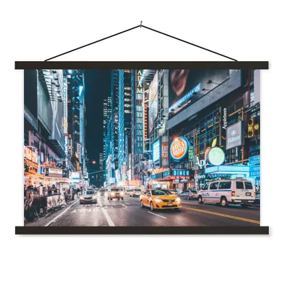 Produktbild von MuchoWow® Textilposter New York - Taxi - Times Square 120x80 cm mit schwarzem Rahmen - Wanddeko