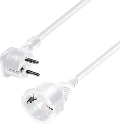 Produktbild von Cee 7/7 Flachstecker --Verlängerung cable mit Winkelstecker nur 10 mm dick, passt perfekt hinter alle Möbel, 2,0 m, weiß