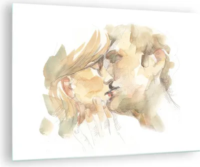 Produktbild von Bilder auf glas - Einteilig - Kuss Paar Liebe - 70x50cm - Glasbilder - Wandbilder - Bilder - zum Aufhängen bereit - Wanddekoration aus Glas - Glas Bilder - Wandbild auf Glas - GAA70x50-5005