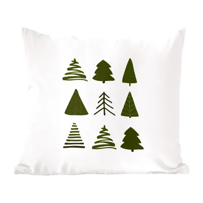 Produktbild von MuchoWow® Zierkissen Sofakissen Wohnzimmer Dekokissen 45x45 cm Weihnachtsbäume - Weiß - Muster - Schlafpolster - Polster für das Sofa