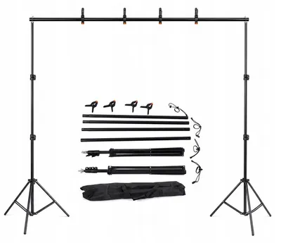 Imagen del producto de Kit para fondos fotográficos de 200x300 cm, incluye 2 trípodes de 200 cm y una barra de 300 cm - 150 cm / BK2030