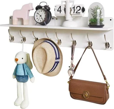 Immagine prodotto di Set di appendiabiti da parete con 2 cassetti in un unico pacchetto - Legno - Ingresso - Camera da letto - Bianco