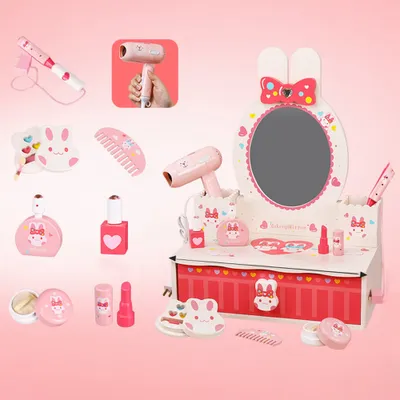 Produktbild von 360Home Makeup Spielzeug Holzspieltisch Frisiertisch Schminktisch Lernspielzeug Schminktisch ohne Stuhl 【SH1305 】