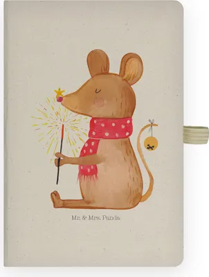 Produktbild von Mr. & Mrs. Panda notizbuch Maus Weihnachten - Transparent - Geschenk, Weihnachtsgruß, Kladde, Tagebuch, kariertes, Skizzenbuch, Adressbuch, Frohe, Mäuschen, Journal