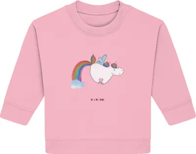 Produktbild von Mr. & Mrs. Panda Organic Baby Pullover Einhorn Fliegendes Pferd 12. - 18. Monat - Baumwolle Pink - Geschenk, Regenbogen, Unicorn, Glitzer, Realität, Spielen, Bullover
