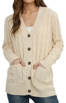 Productafbeelding van SolidKeus - Dames Gebreide Cardigan met Open Front en Lange Mouwen