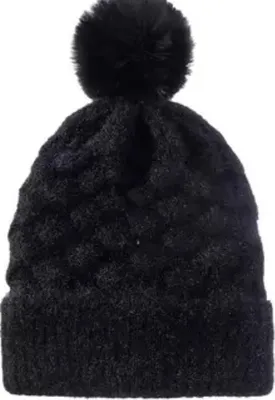 Zdjęcie produktu dla Czapka LO-21558 - Czarna z pomponem KP21558