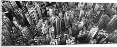 Produktbild von Bilder auf glas - Einteilig - Wolkenkratzer mit Berge - 90x30cm - Glasbilder - Wandbilder - Bilder - zum Aufhängen bereit - Wanddekoration aus Glas - Glas Bilder - Wandbild auf Glas - GAB90x30-4453