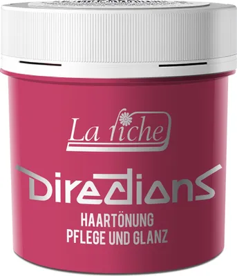A pink tub of hair dye with silver text and branding.
