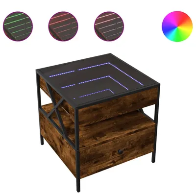 Obrázek produktu pro vidaXL Konferenční stolek s LED diodami Infinity-LED, kouřový dub 50x50x51 cm