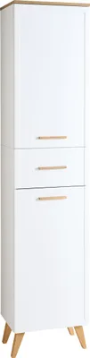 Produktbild von Pelipal Hochschrank QUICKSET Weiß Matt, 2 Türen, 1 Schublade, 4 Einlegeböden, Holzgriffe Eiche