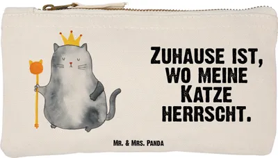 Produktbild von Mr. & Mrs. Panda Etui Katze König Größe S Klein - Weiß - Geschenk, Kater, kosmetiktäschchen, Pouch, Cat, Make-Up Tasche, Federmappe, Krone, Kulturbeutel, Mäppchen, Haha