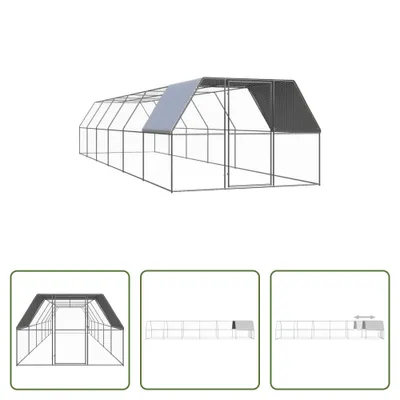 Immagine prodotto di The Living Store Gabbia per polli da esterno 3x12x2 m Acciaio zincato